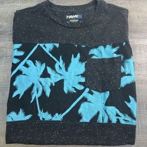 Vtg Tony Hawk Single Stitch T-Shirt Size L Skateboarding Rare Turquoise & Black